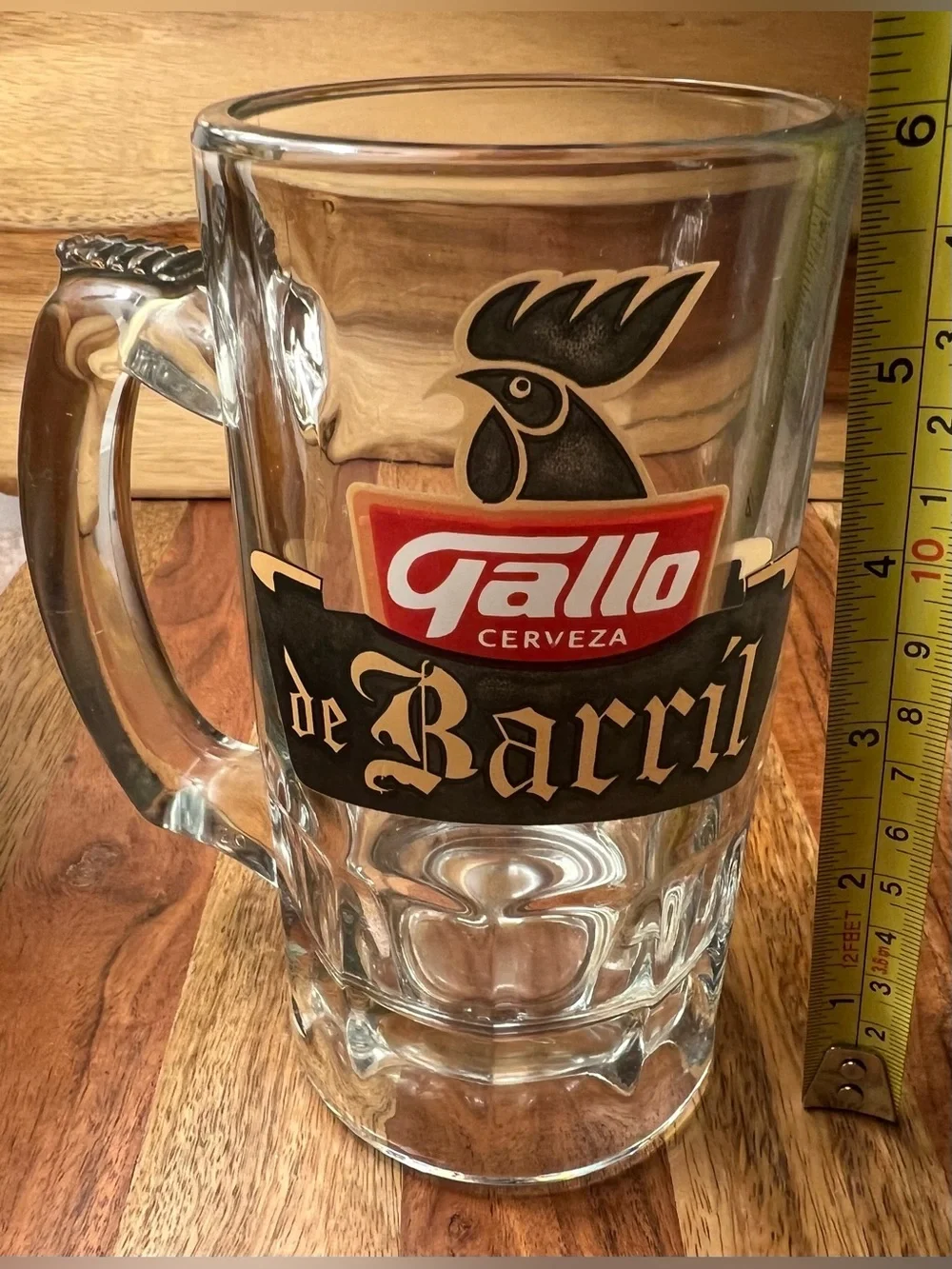 Cerveza Gallo de Barril Heavy Glass Beer Mug Stein